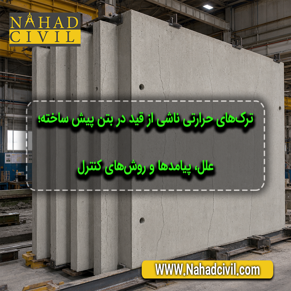 ترک حرارتی سطحی روی پنل بتن پیش ساخته در محیط تولید